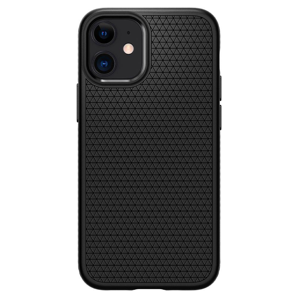 Противоударен Силиконов Калъф за за iPhone 12 Mini, Spigen Liquid Air Case, Черен (2)