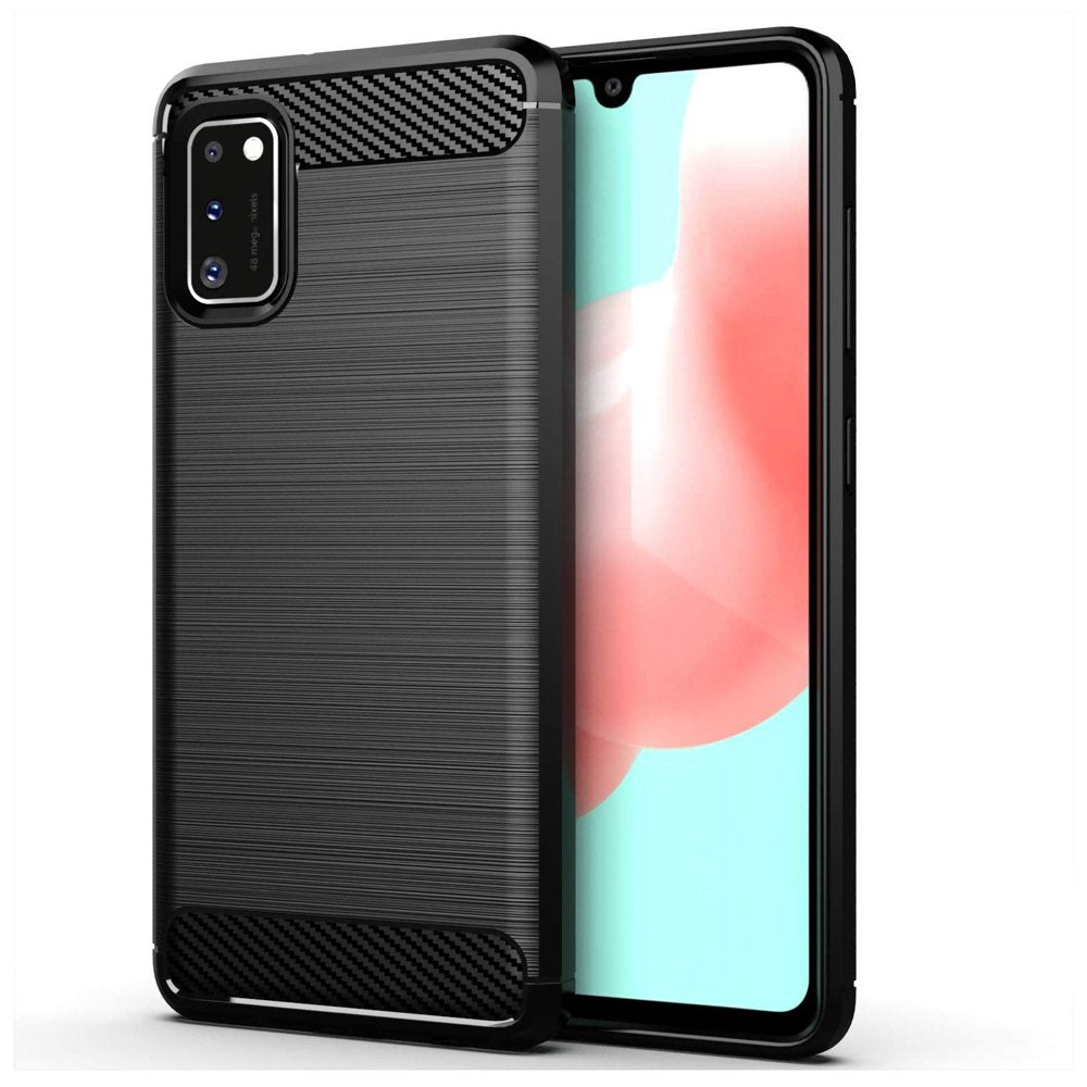 Противоударен Силиконов Калъф за Samsung A31, Forcell Carbon Case, Черен