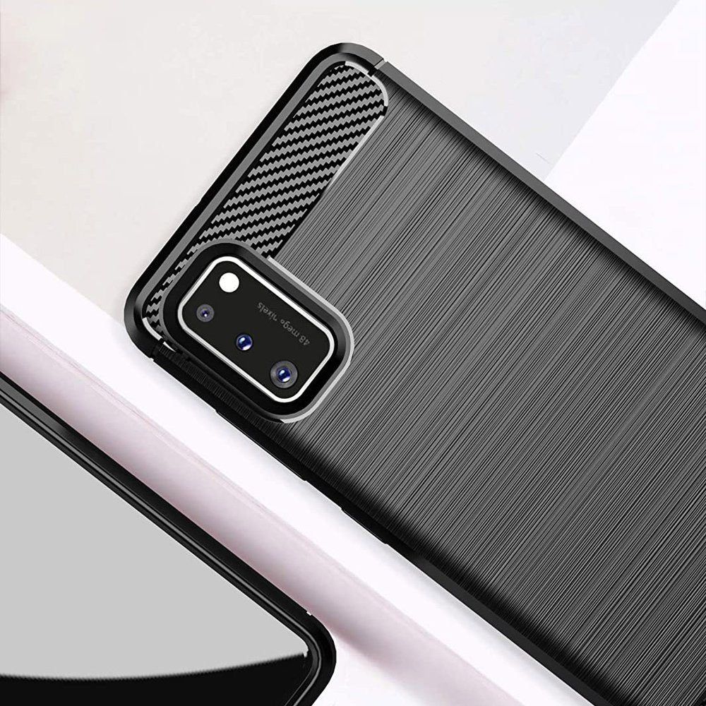 Противоударен Силиконов Калъф за Samsung A31, Forcell Carbon Case, Черен (2)