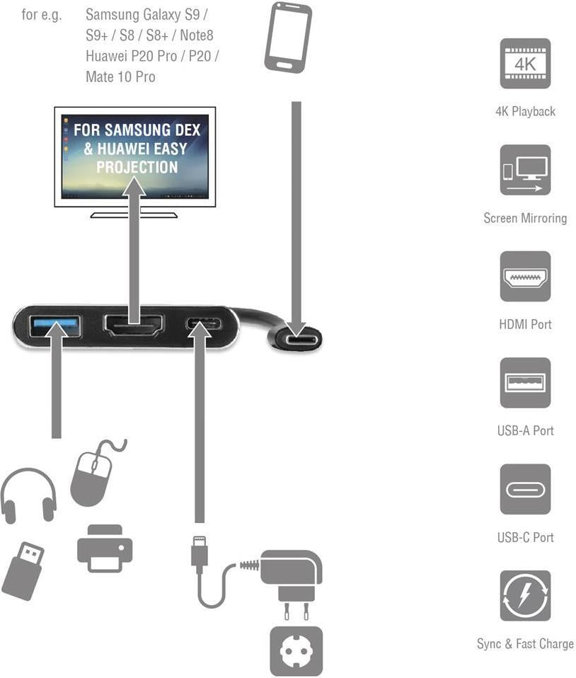 Адаптер с Десктоп Функция, 4Smarts Converter USB-C to HDMI Dex Station/ Easy Projection, Сив (3)