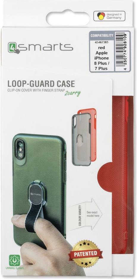 Калъф с Лента за Ръка за iPhone 8/7 Plus, 4Smarts Loop Guard Case, Червен (7)