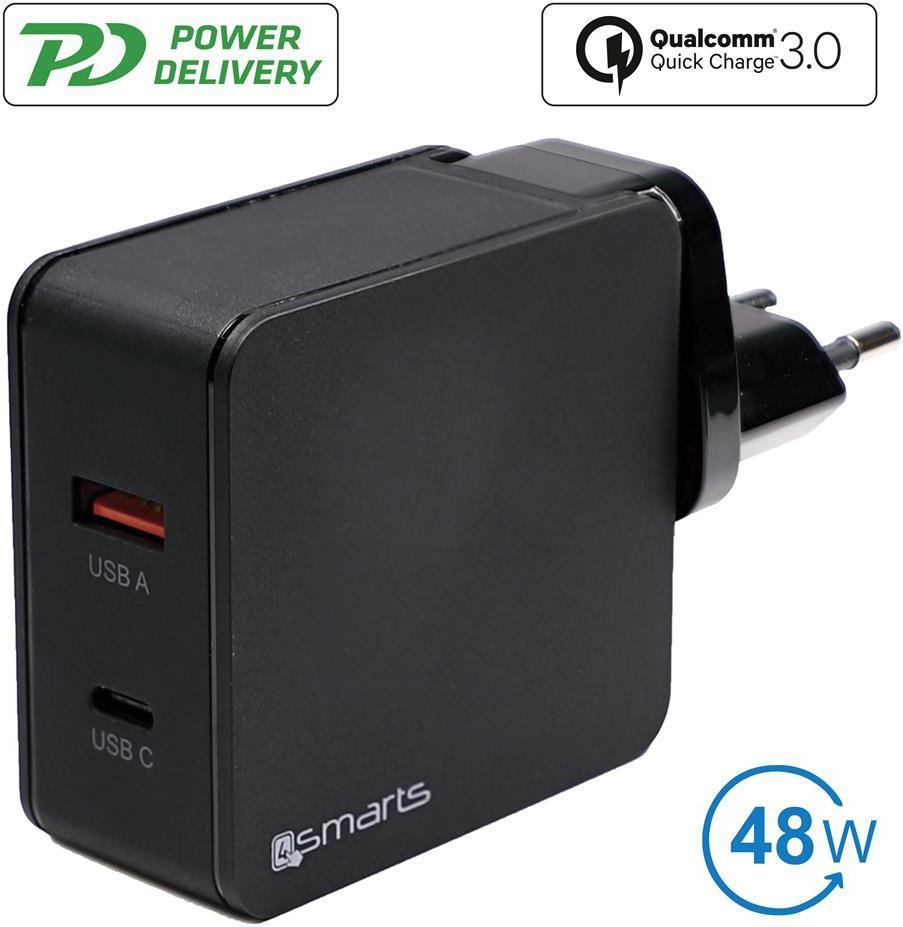 Бързо Зарядно за Macbook и iPad, 4Smarts 220v Set Voltplug Power Delivery 48w, Черен