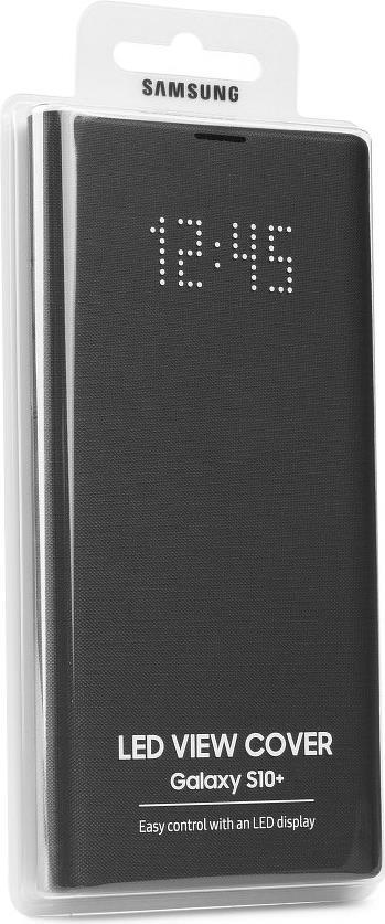 Оригинален Активен Калъф за Samsung S10 Plus Led View Cover Book Case Ef-Ng975pb, Черен (3)