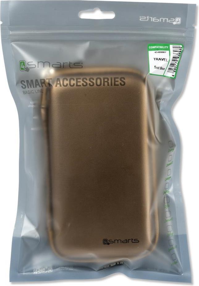 Подаръчен Комплект 5в1, 4Smarts SЕТ Charger/ Holder/ Cable 2in1/ Zipper, Златист (7)