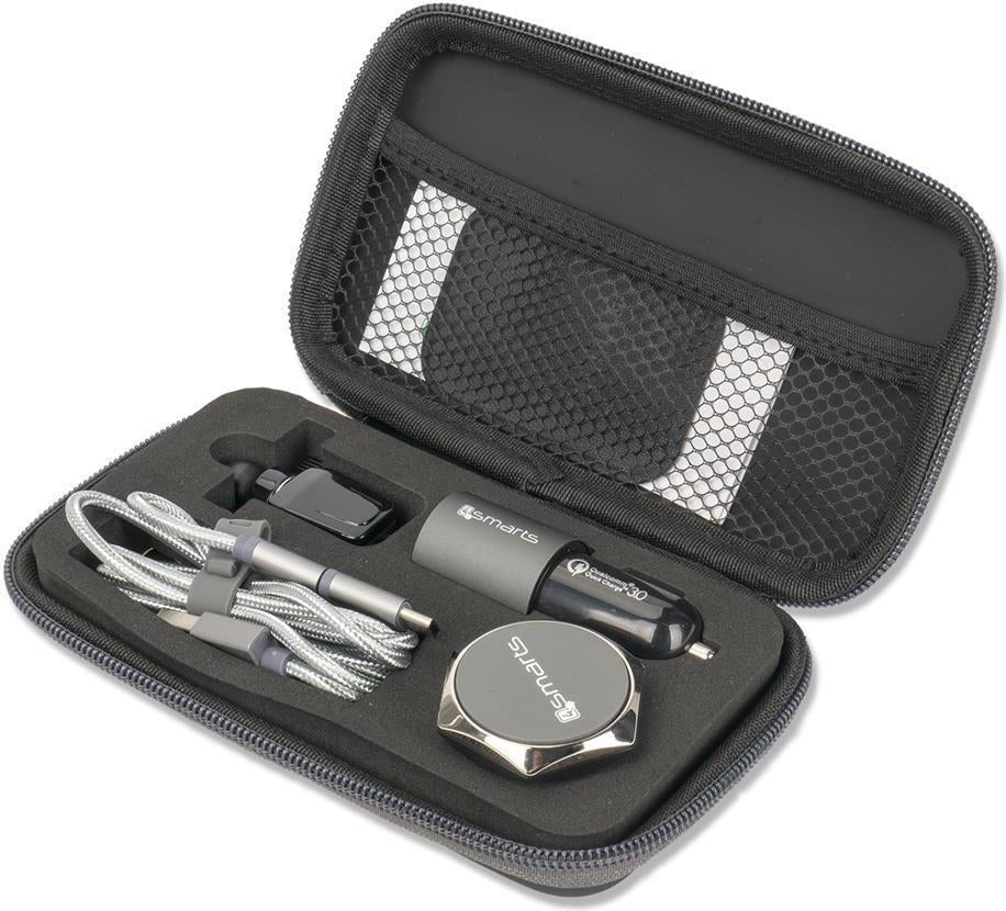 Подаръчен Комплект 5в1, 4Smarts SЕТ Charger/ Holder/ Cable/ Zipper, Черен