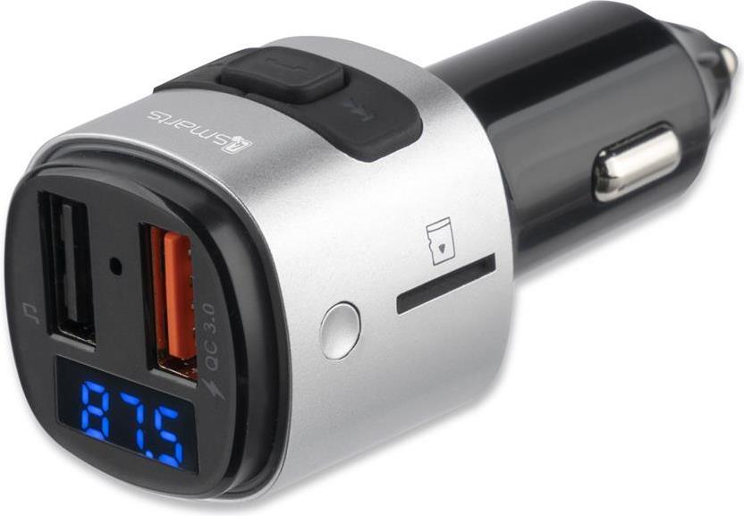 Безжичен Трансмитер за Кола, 4Smarts FM Transmiter/ Bluetooth/ Fast Charge, Сребрист (3)