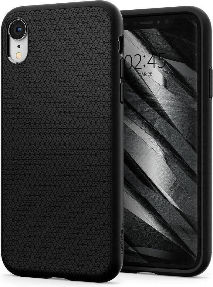 Противоударен Силиконов Калъф за iPhone XR, Spigen Liquid Air Case, Черен