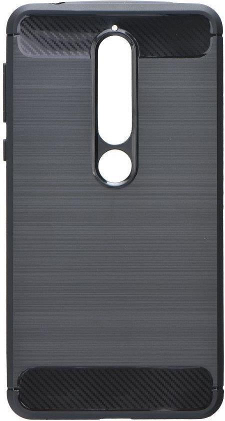 Противоударен Силиконов Калъф за Nokia 6.1, Forcell Carbon Case, Черен