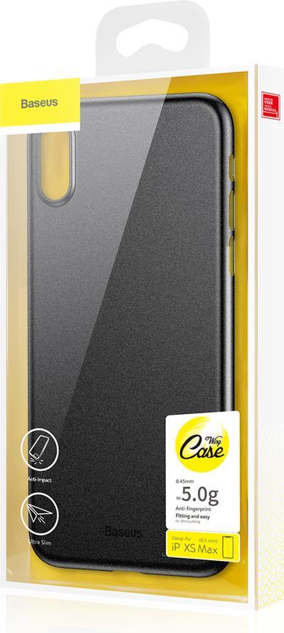 Тънък Калъф за iPhone XS Max, Baseus Wing Case, Черен (4)