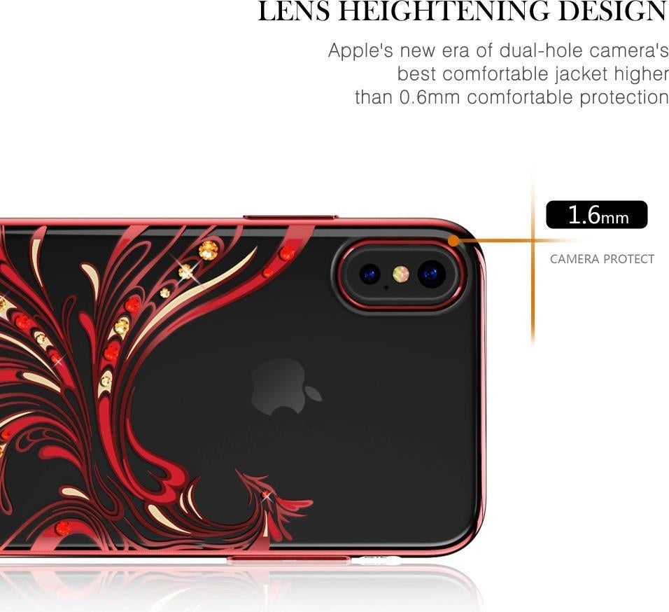 Калъф с Камъни Swarovski за iPhone XS/X, Kavaro Crystal Phoenix Case, Червен (4)