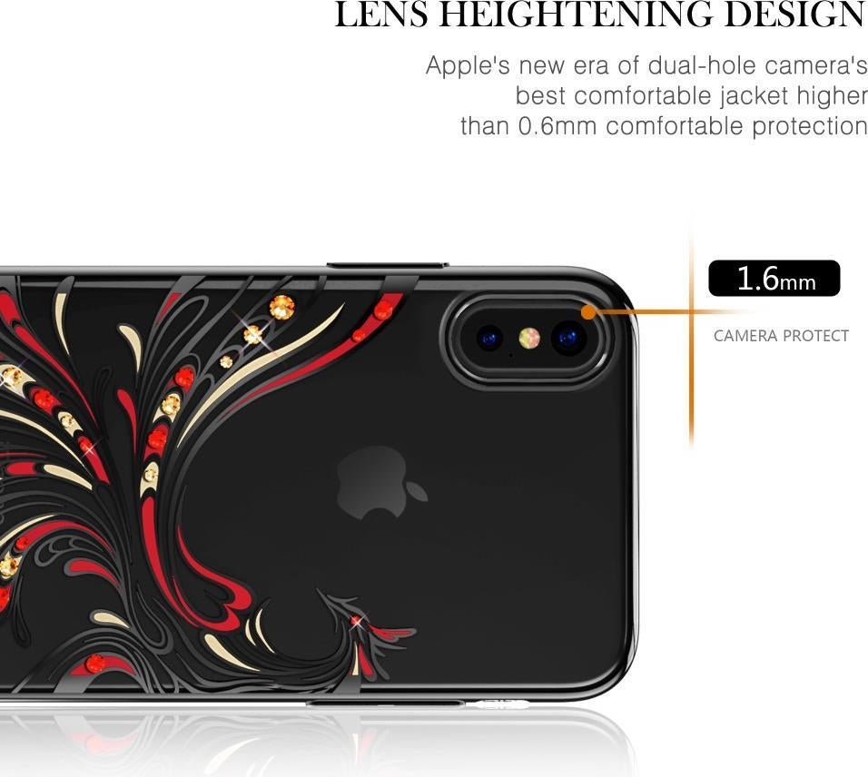 Калъф с Камъни Swarovski за iPhone XS/X, Kavaro Crystal Phoenix Case, Черен (3)