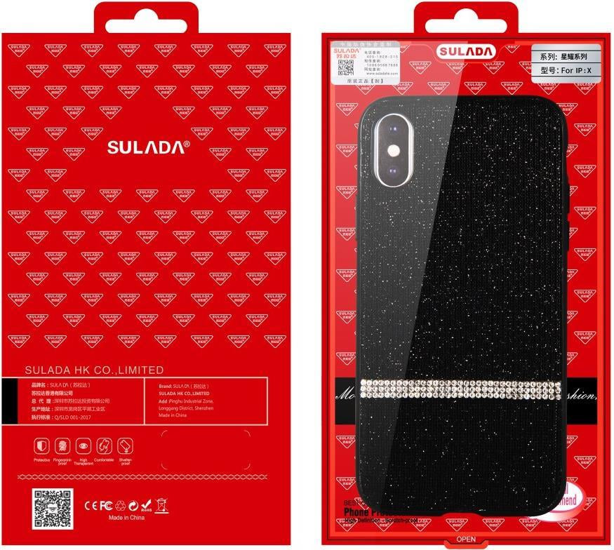 Блестящ Калъф с Камъни за iPhone XS Max, Sulada Shiny Star Case, Червен (7)