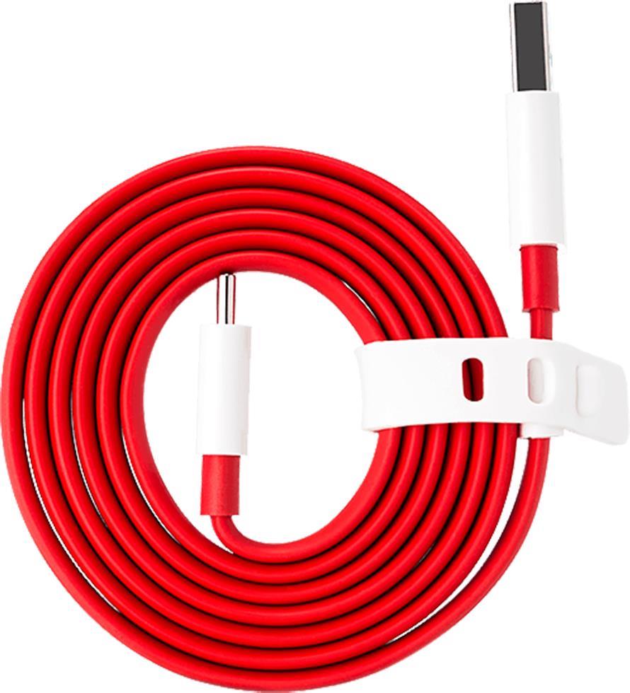 Оригинален USB-C Кабел за Oneplus с Бързо Зареждане Dash Round 1m, Червен (Bulk) (2)