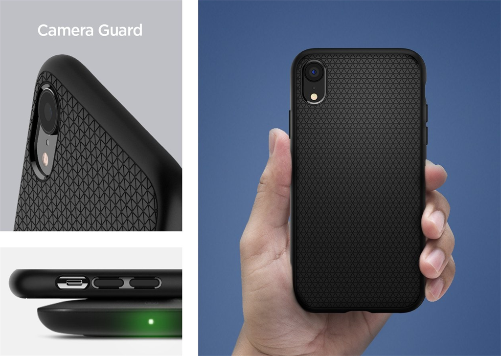 Противоударен Силиконов Калъф за iPhone XR, Spigen Liquid Air Case, Черен (6)