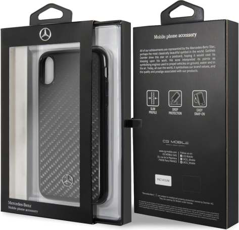 Луксозен Карбонов Калъф за iPhone XS/X, Mercedes-Benz Carbon Case, Черен (4)