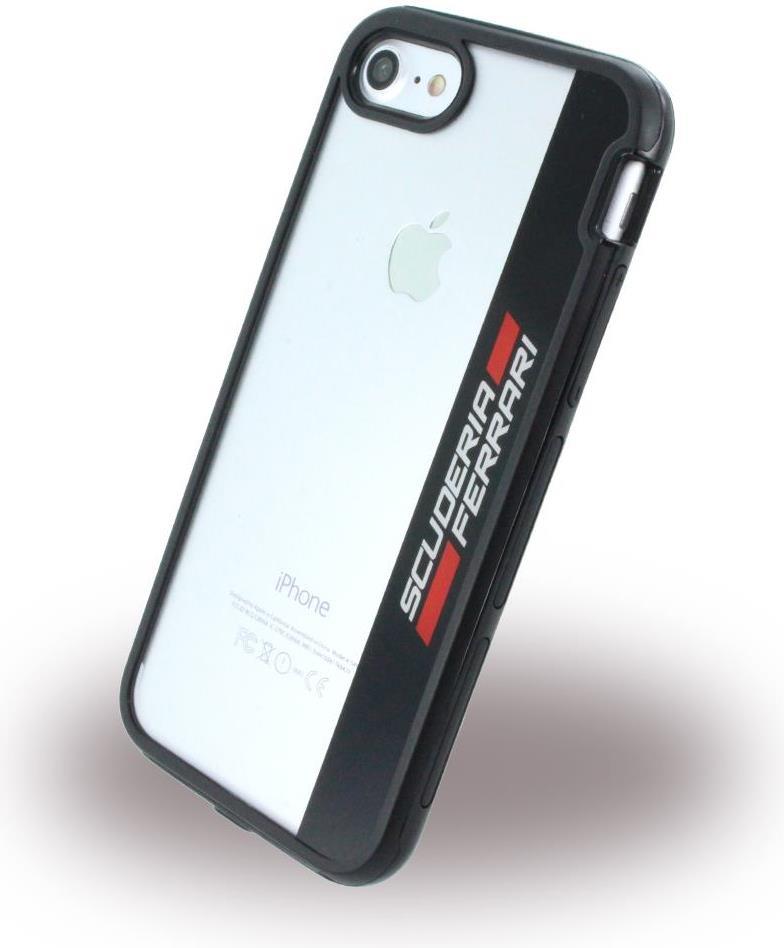 Луксозен Хибриден Калъф за iPhone SE 2022/2020 8/7, Ferrari ShockProof Case, Черен
