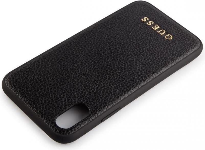 Луксозен Кожен Калъф за iPhone XR, Guess Leather Case, Черен (2)