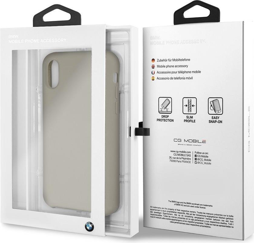 Луксозен Силиконов Калъф за iPhone XS/X, BMW Silicone Case, Бежов (4)