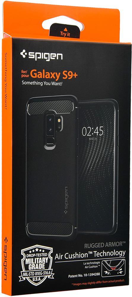 Противоударен Силиконов Калъф за Samsung S9 Plus, Spigen Rugged Armor Case, Черен (9)