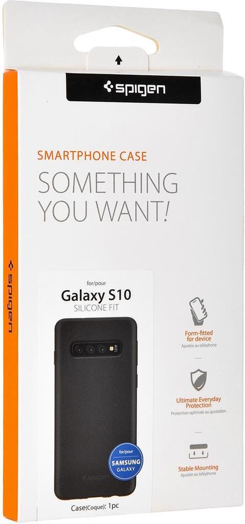 Противоударен Силиконов Калъф за Samsung S10, Spigen Silicone Fit Case, Черен (8)