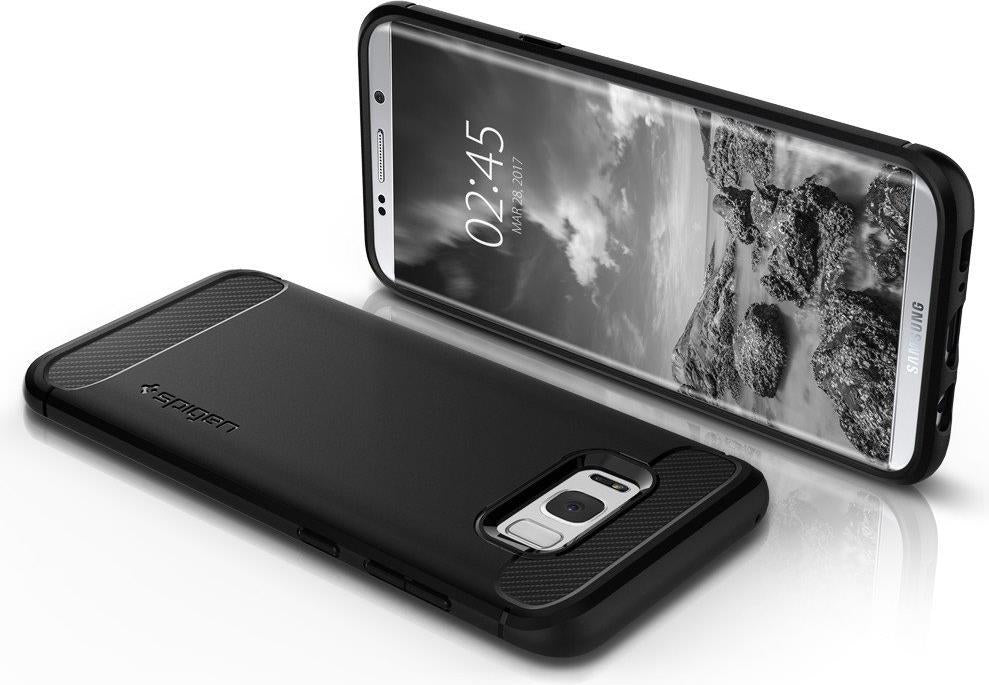 Противоударен Силиконов Калъф за Samsung S8, Spigen Rugged Armor Case, Черен (4)