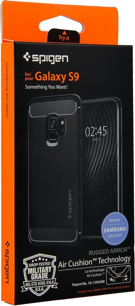 Противоударен Силиконов Калъф за Samsung S9, Spigen Rugged Armor Case, Черен (9)