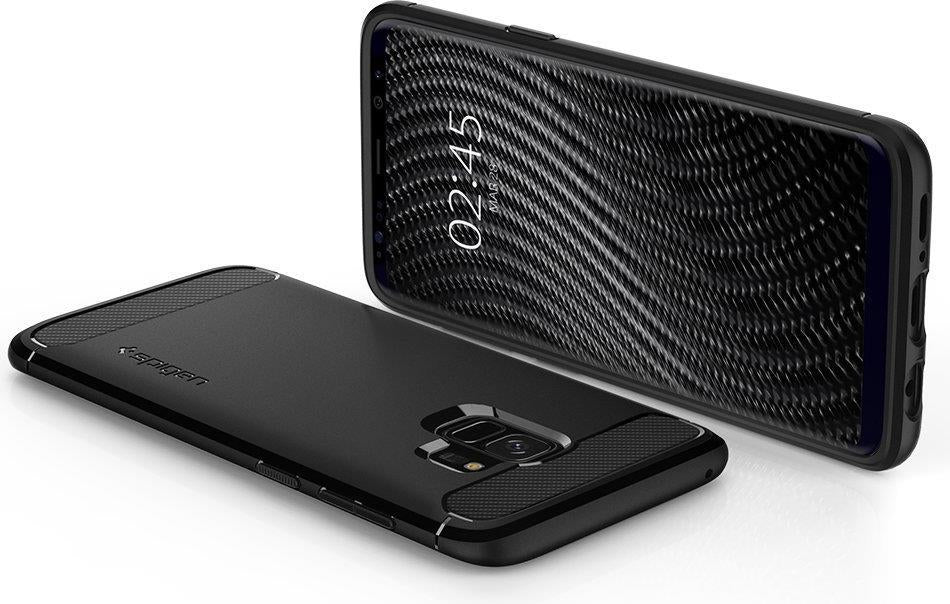 Противоударен Силиконов Калъф за Samsung S9, Spigen Rugged Armor Case, Черен (8)