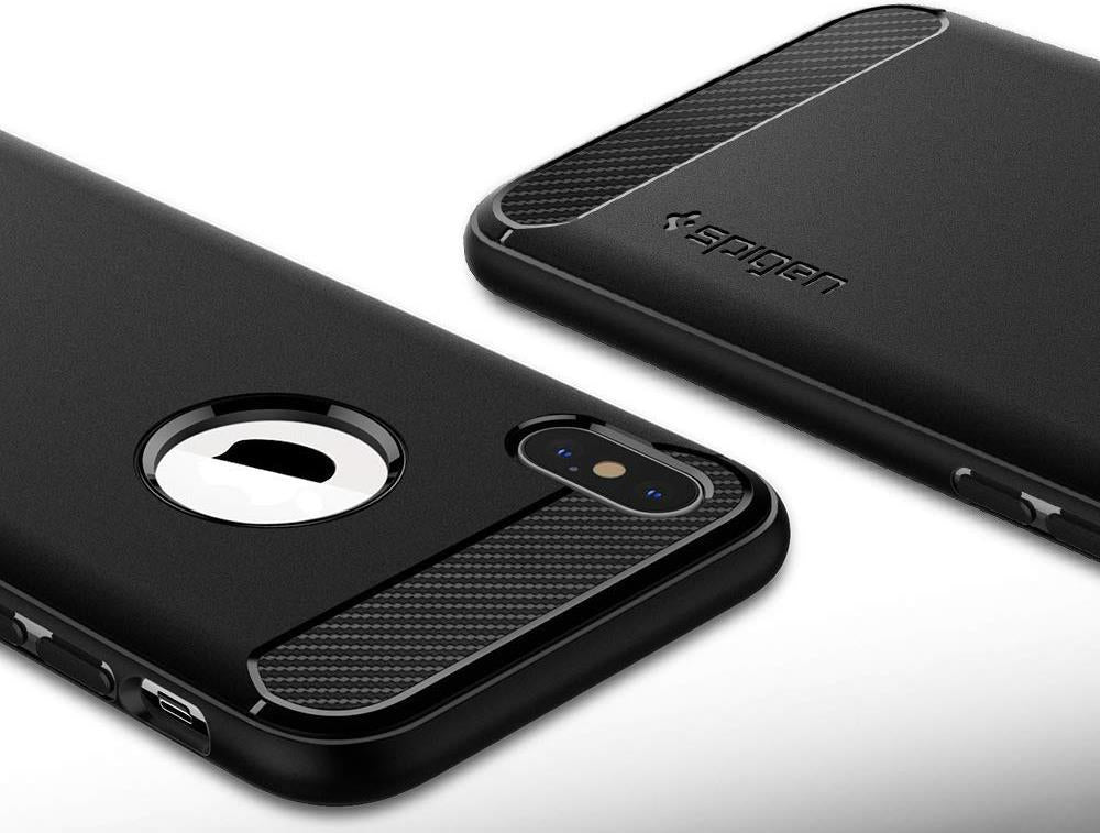 Противоударен Силиконов Калъф за iPhone XS Max, Spigen Rugged Armor Case, Черен (6)