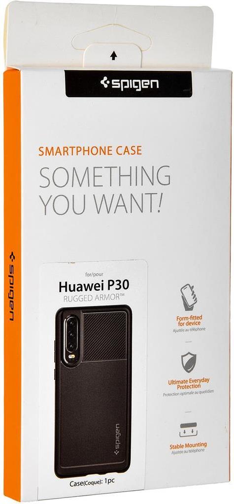 Противоударен Силиконов Калъф за Huawei P30, Spigen Rugged Armor Case, Черен (9)