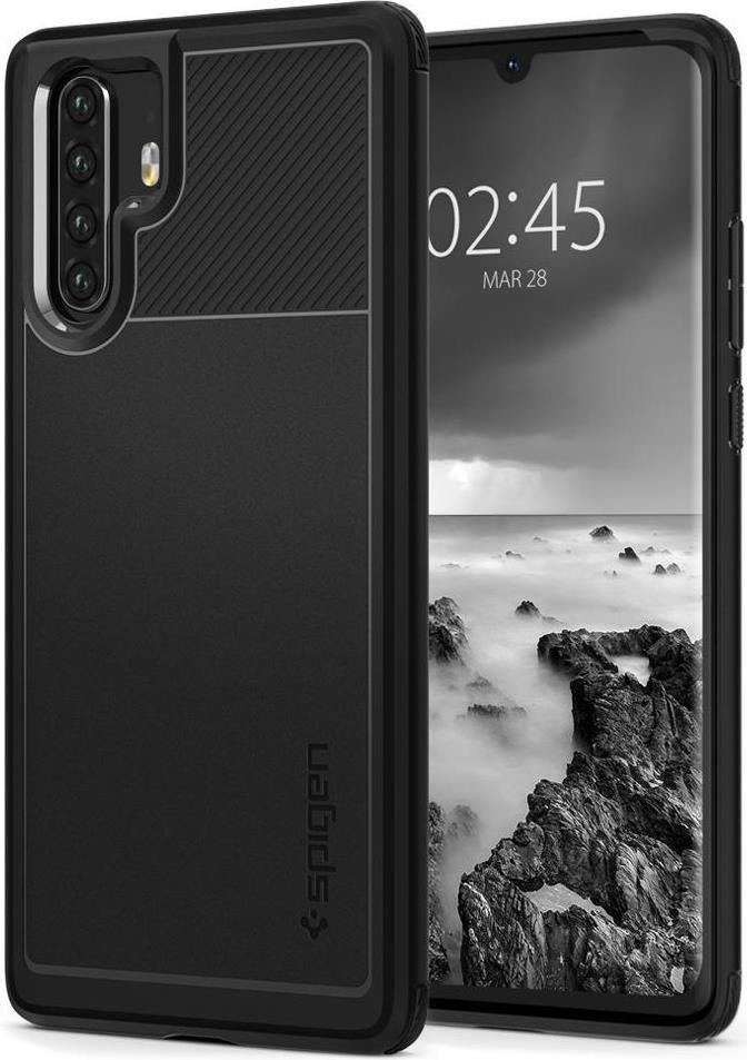 Противоударен Силиконов Калъф за Huawei P30 Pro, Spigen Rugged Armor Case, Черен