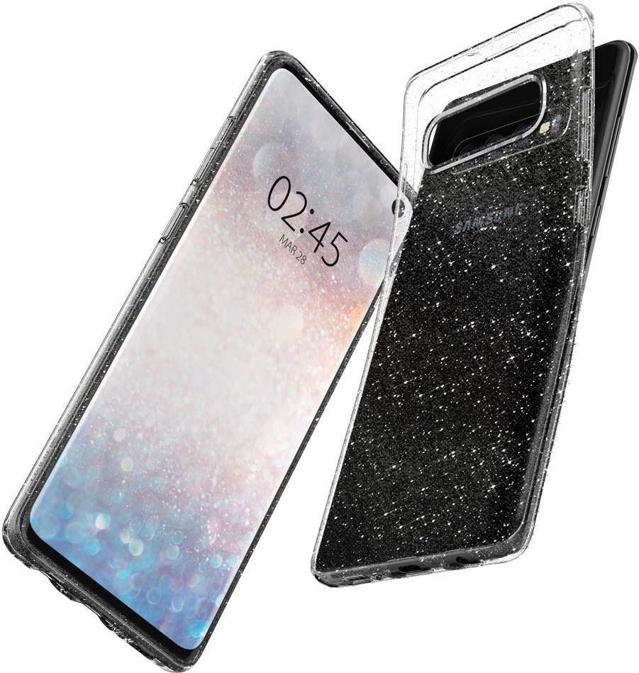 Противоударен Блестящ Калъф за Samsung S10 Plus, Spigen Liquid Crystal Glitter Quartz Case, Прозрачен (3)