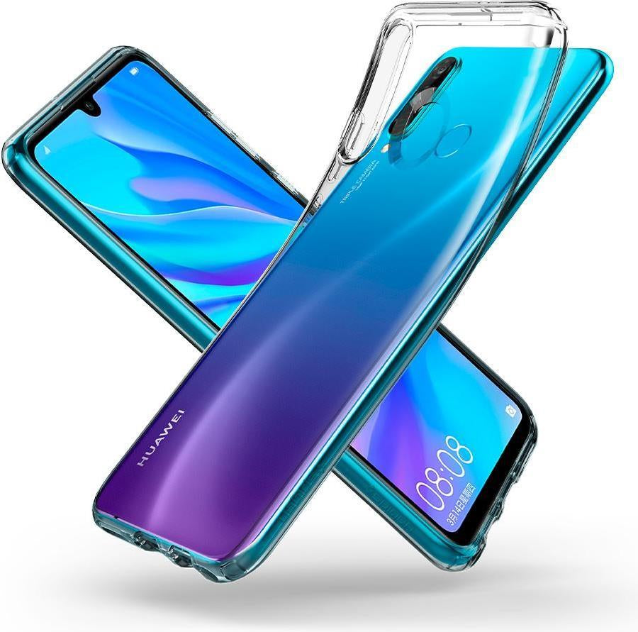 Противоударен Силиконов Калъф за Huawei P30 Lite, Spigen Liquid Crystal Case, Прозрачен (3)