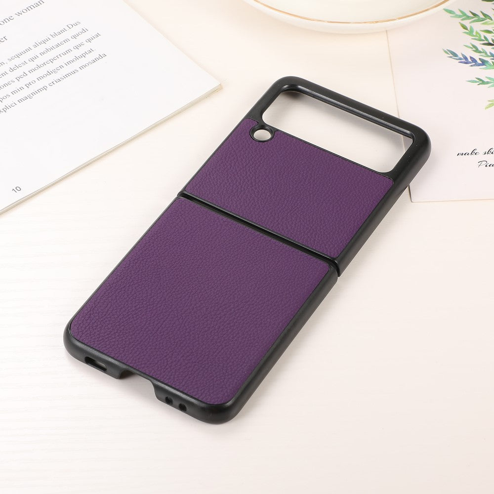 Кожен Калъф за Samsung Galaxy Z Flip 3, Skin Leather Case, Лилав (3)