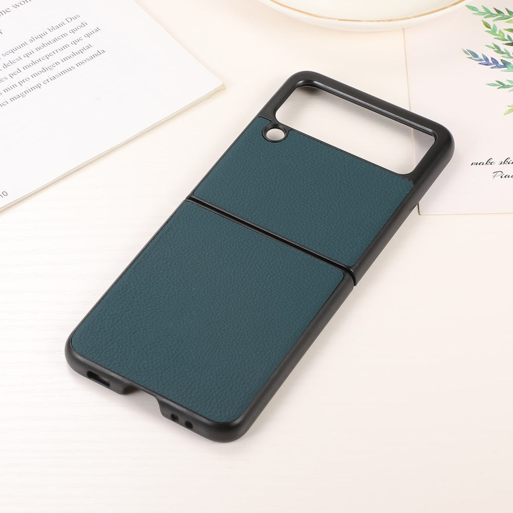Кожен Калъф за Samsung Galaxy Z Flip 3, Skin Leather Case, Зелен (3)