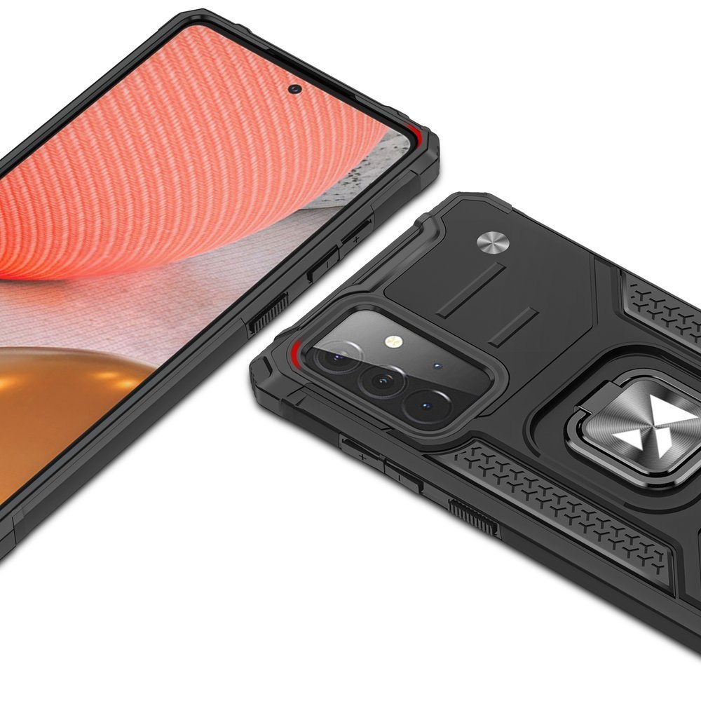 Калъф със Стойка-Пръстен за Samsung A72, Armor Style Case, Черен (2)