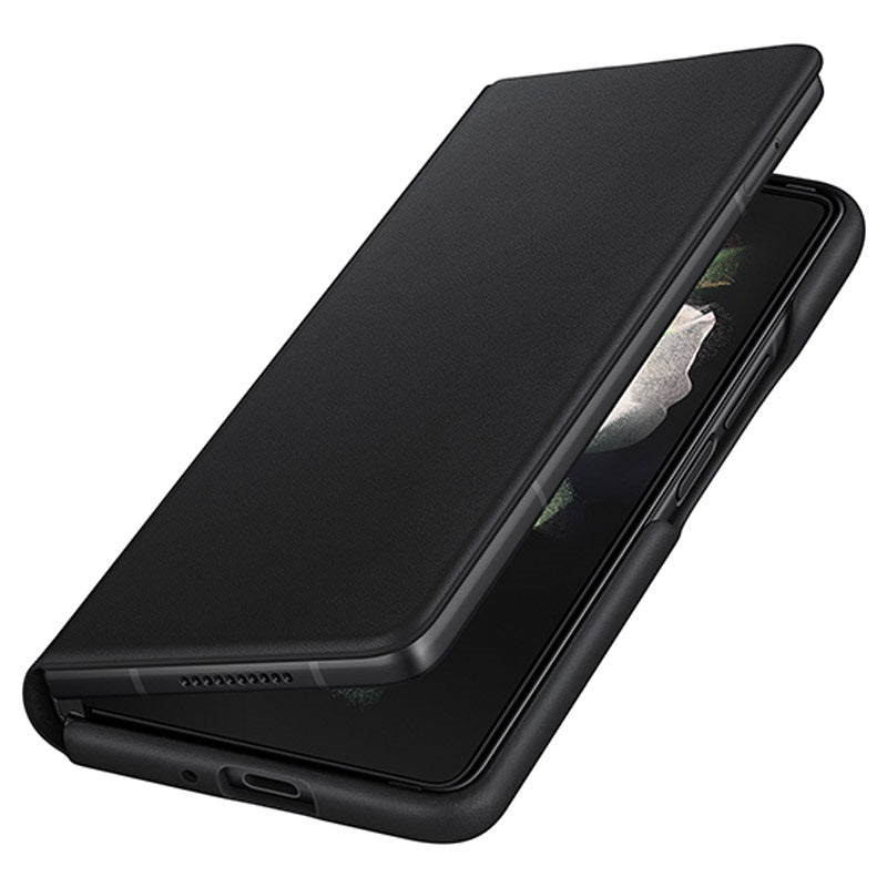 Оригинален Кожен Калъф за Samsung Z Fold 3, Leather Flip Cover Book Case EF-FF926LBEGWW, Черен (3)
