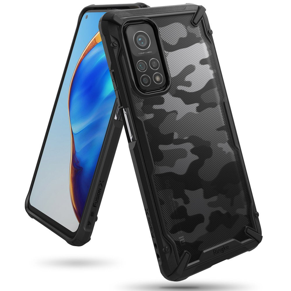 Противоударен Хибриден Калъф за Xiaomi Mi 10T/Pro, Ringke Fusion X Camo Case, Черен