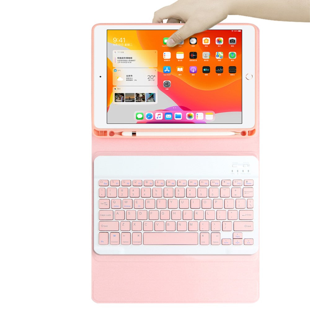 Калъф с Клавиатура за iPad 9/ 8/ 7 10.2", Bluetooth Keyboard Case, Розов (3)