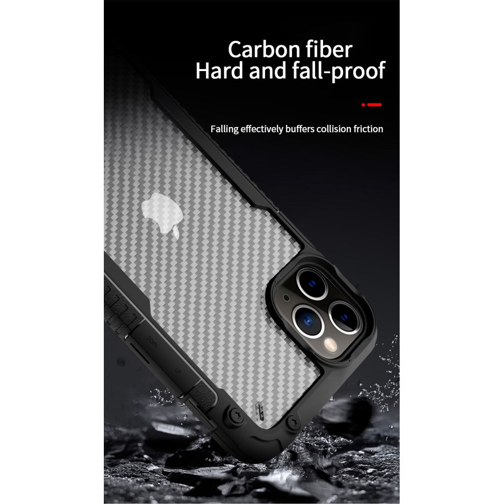 Противоударен Карбонов Калъф за iPhone 12/Pro, Fiber Armor Case, Черен (4)