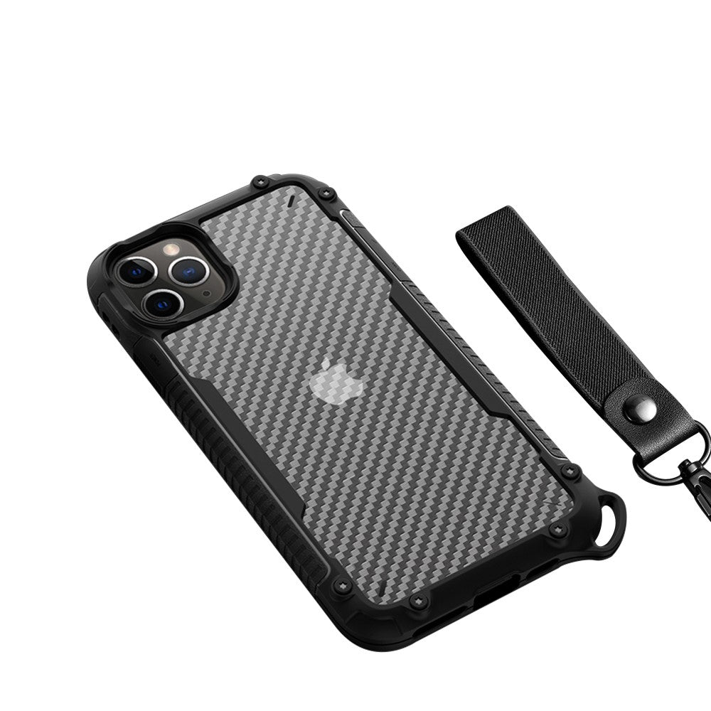 Противоударен Карбонов Калъф за iPhone 12/Pro, Fiber Armor Case, Черен