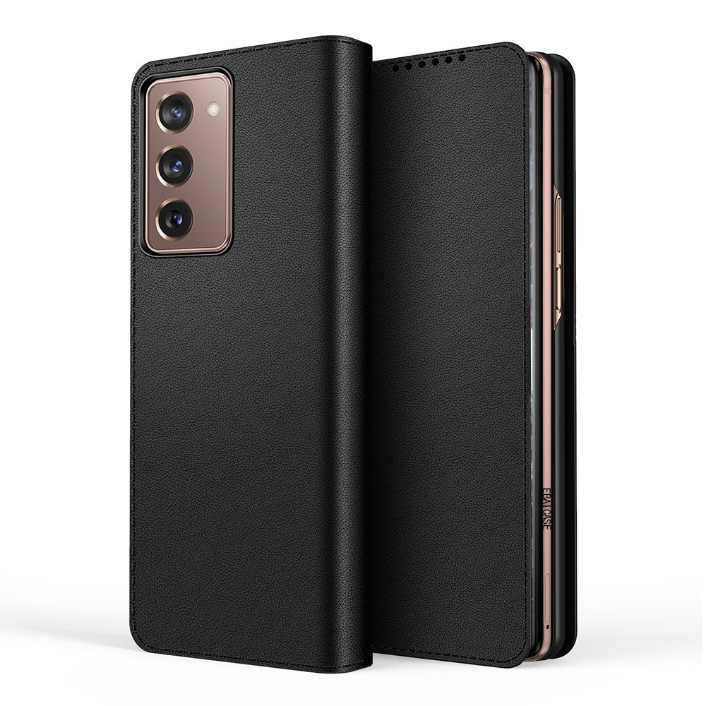 Кожен Калъф с Поставка 2в1 за Samsung Z Fold 2, GKK Split Leather Case, Черен
