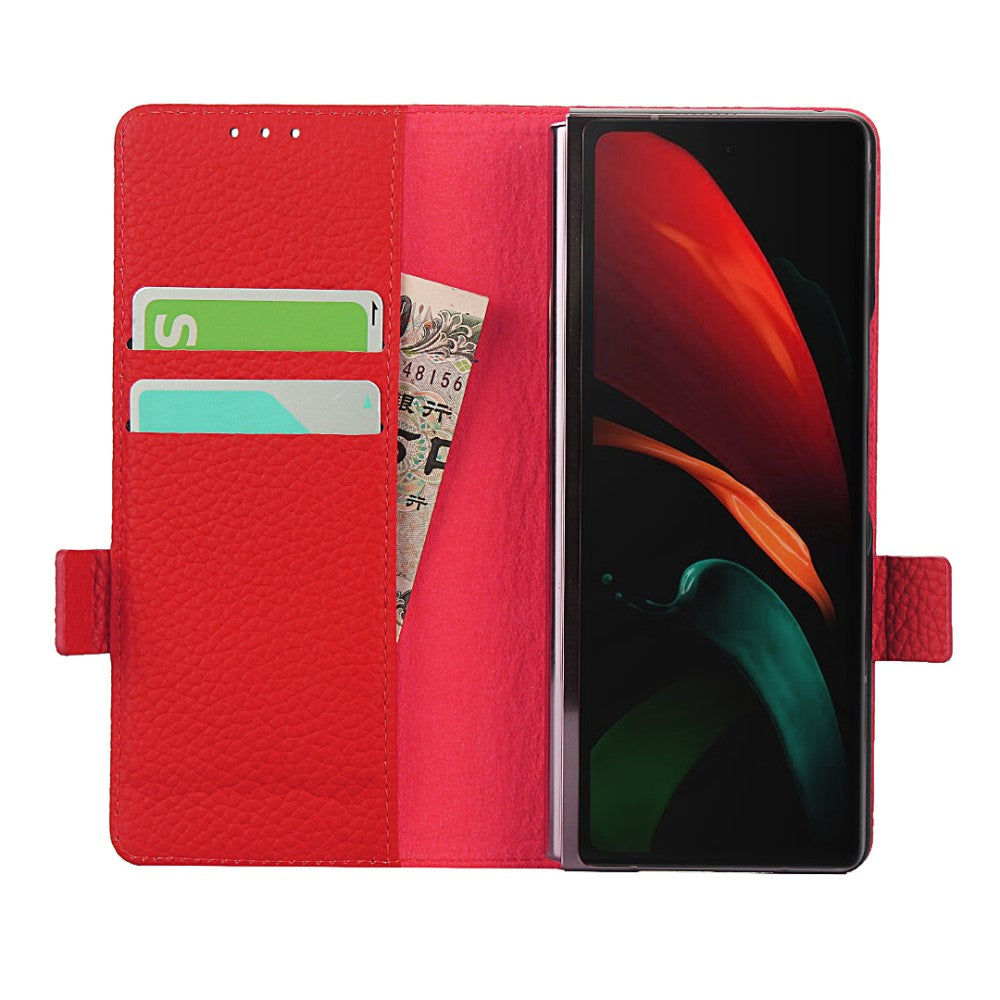 Кожен Калъф с Поставка за Samsung Z Fold 2, GKK Leather Case, Червен (5)