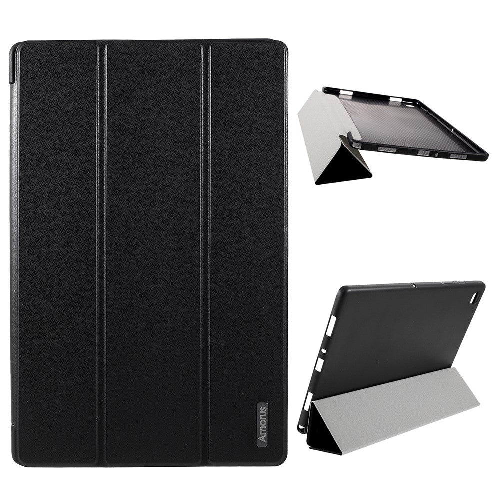 Калъф за Samsung Galaxy Tab A7 10.4", Tri-Fold Leather Case, Черен