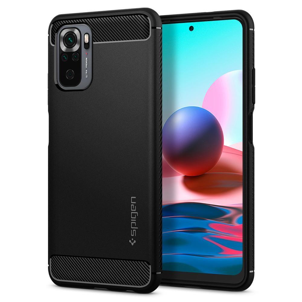 Противоударен Силиконов Калъф за Xiaomi Redmi Note 10/10S, Spigen Rugged Armor Case, Черен