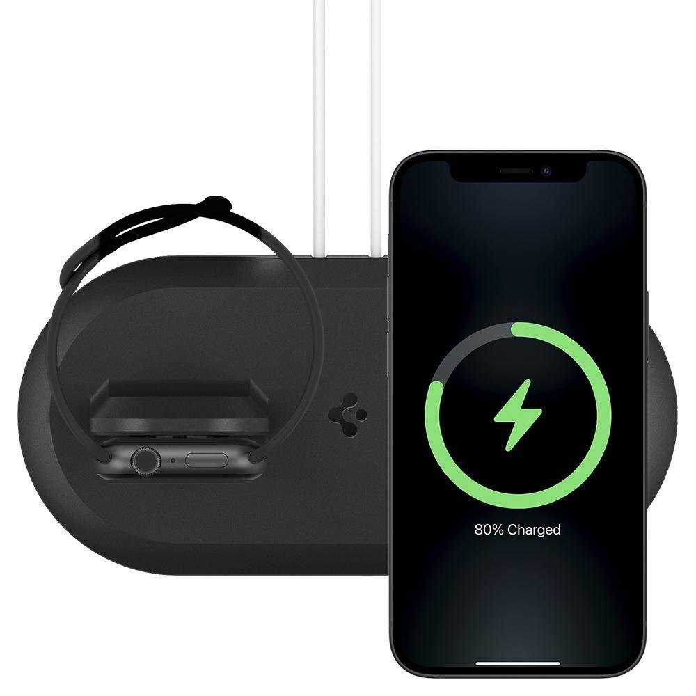 Поставка за Apple Magsafe и Wach Зарядни, Spigen Magfit Duo Stand, Черен (2)