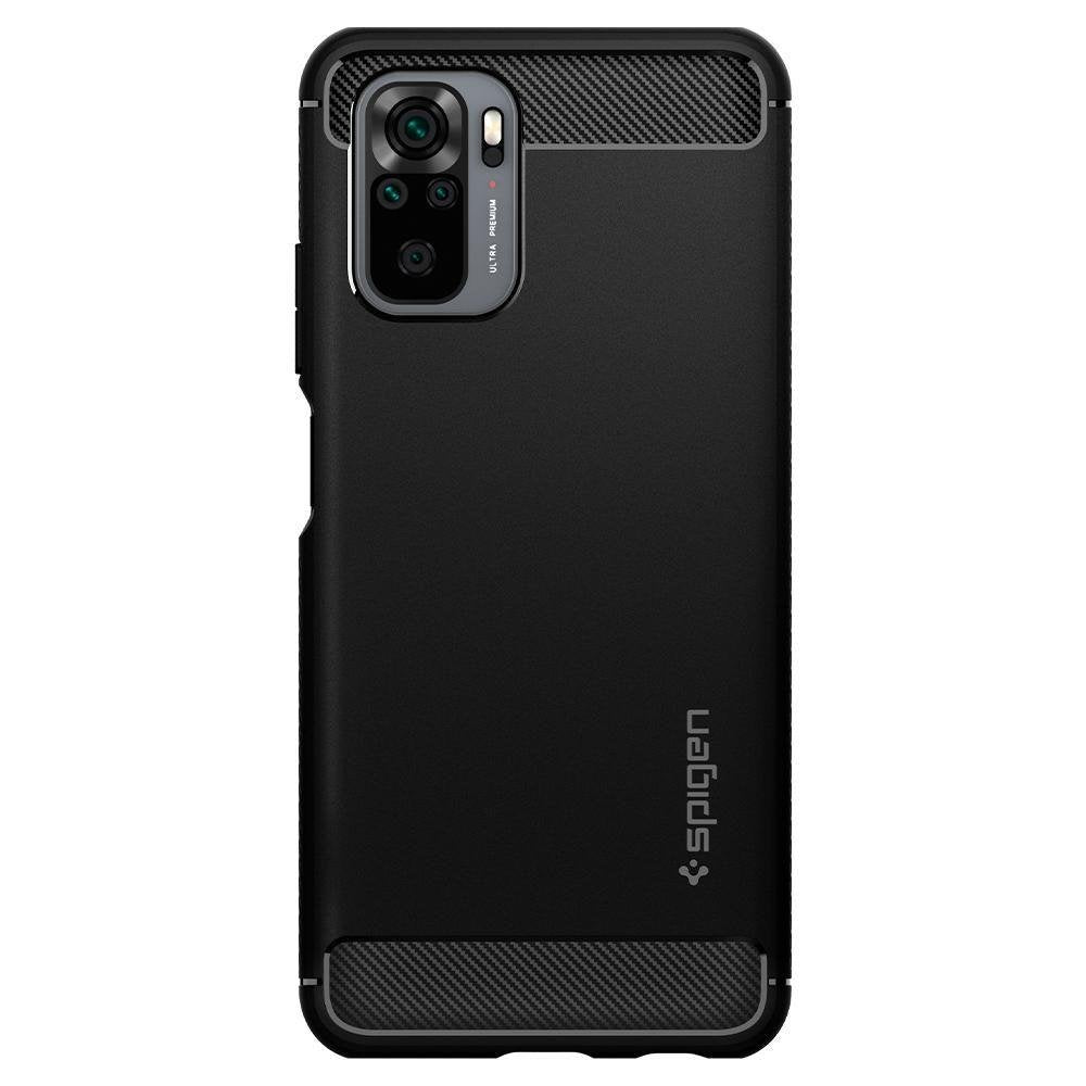 Противоударен Силиконов Калъф за Xiaomi Redmi Note 10/10S, Spigen Rugged Armor Case, Черен (5)
