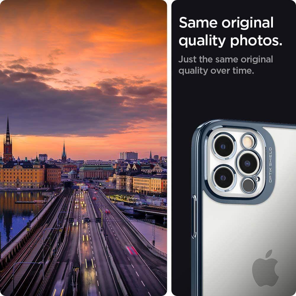 Противоударен Силиконов Калъф за iPhone 12/Pro, Spigen Optic Crystal Case, Син (4)