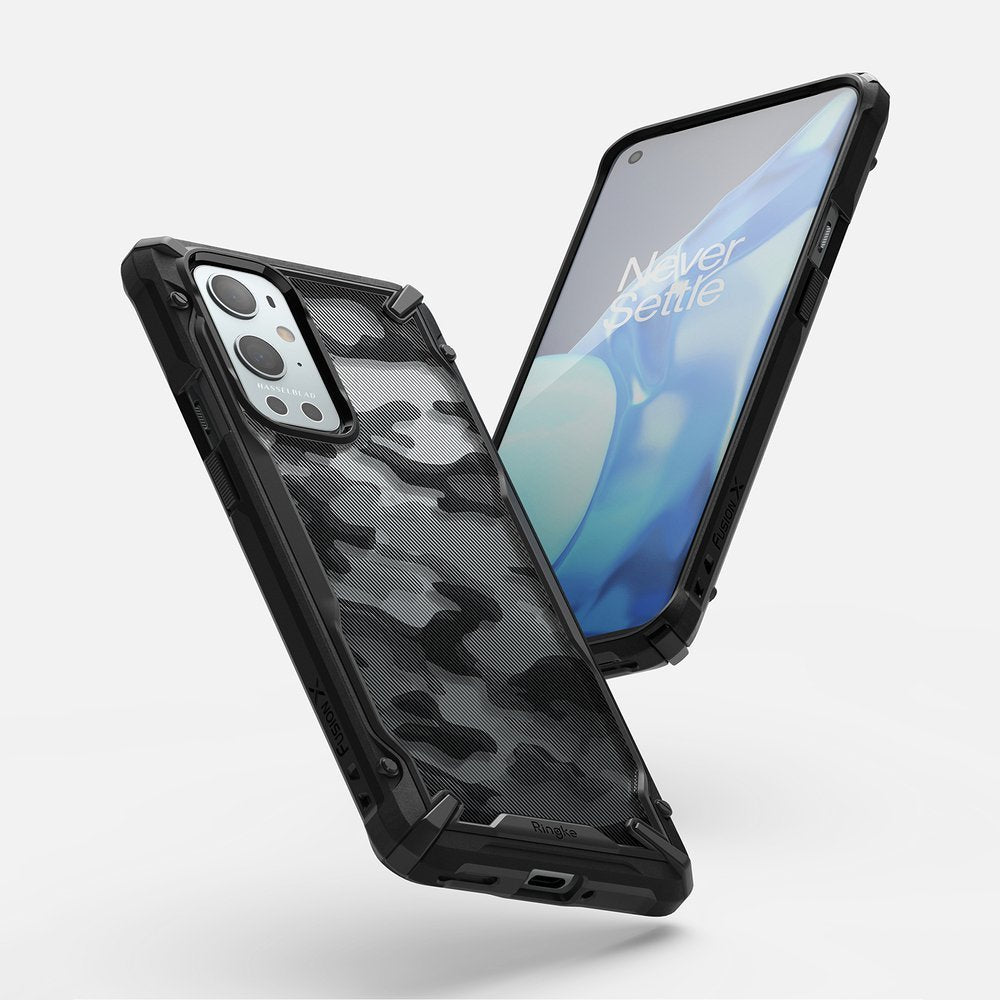 Противоударен Хибриден Калъф за Oneplus 9 Pro, Ringke Fusion X Camo Case, Черен (2)