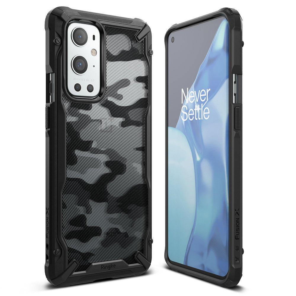 Противоударен Хибриден Калъф за Oneplus 9 Pro, Ringke Fusion X Camo Case, Черен