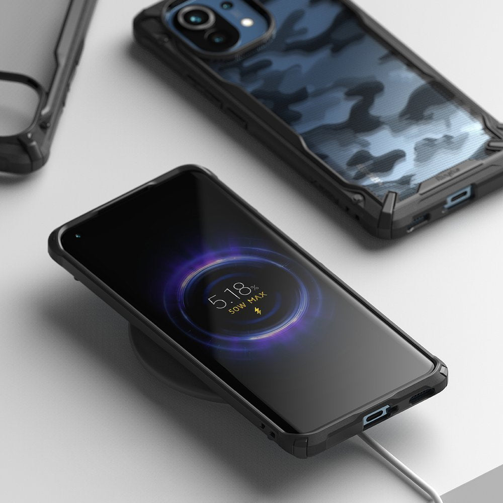Противоударен Хибриден Калъф за Xiaomi Mi 11, Ringke Fusion X Camo Case, Черен (2)